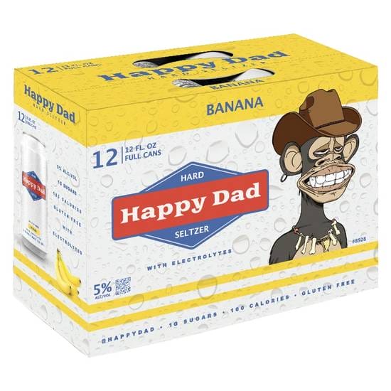 Happy dad hard seltzer (12 pack, 12 fl oz) (banana)