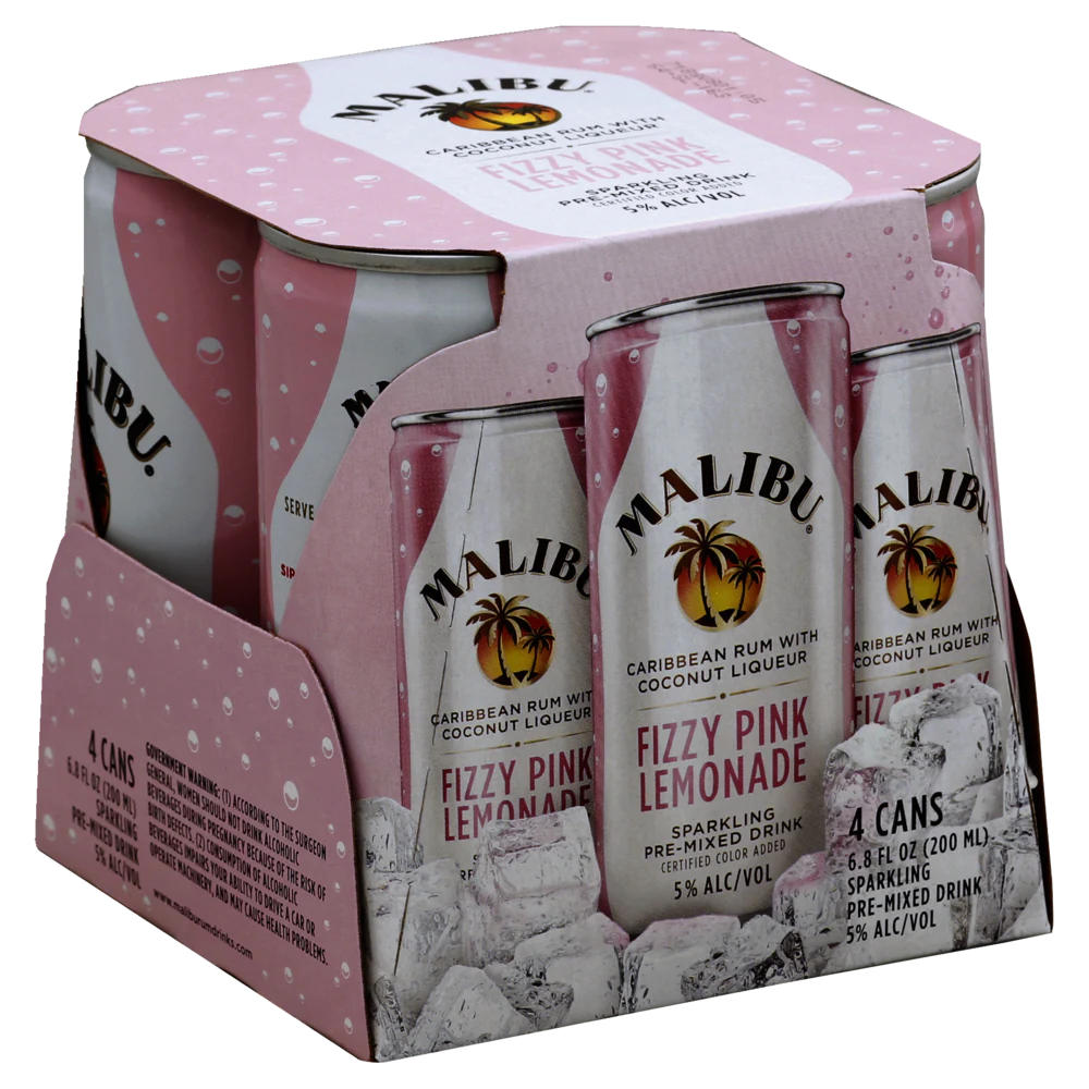 MALIBU Ready-to-drink FIZZY PINK LEMONADE 4PKS 200ML
